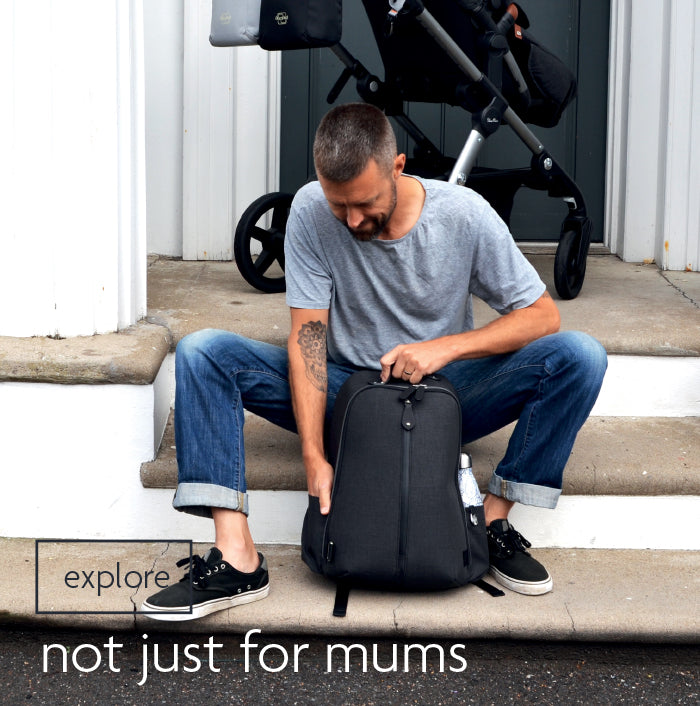 not just for mums, our diaper bags are cleverly designed so that dad will love carrying them too