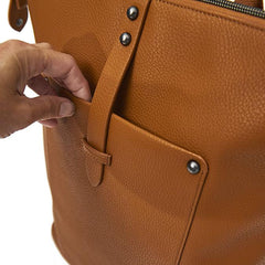 Close up image of the front pocket and the detailing
