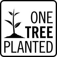 text images that says one tree planted in black and white with a simple tree drawing